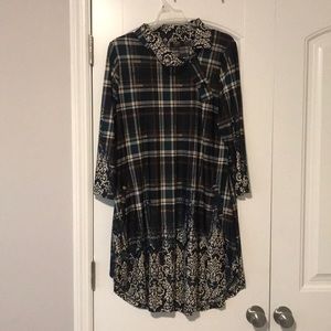 Plaid and patterned tunic dress with pockets